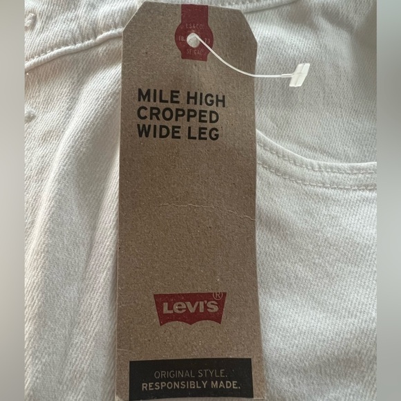 LEVI’S Mile High Wide Leg Cropped Button Fly White Jeans Size 29 NEW - Picture 6 of 9